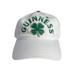 Guinness Baseball Cap Embroidered Shamrock Logo White Cotton Irish New